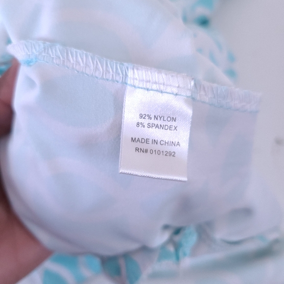 Lulu-B Sleeveless Mini Dress M Turquoise White Stretch Pockets Buttons - Picture 8 of 10